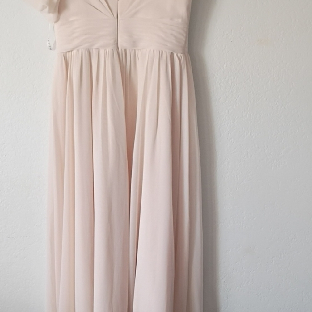 Azazie Lianne Cream Alabaster Bridesmaid Maxi Dress Size 8 - Picture 11 of 16